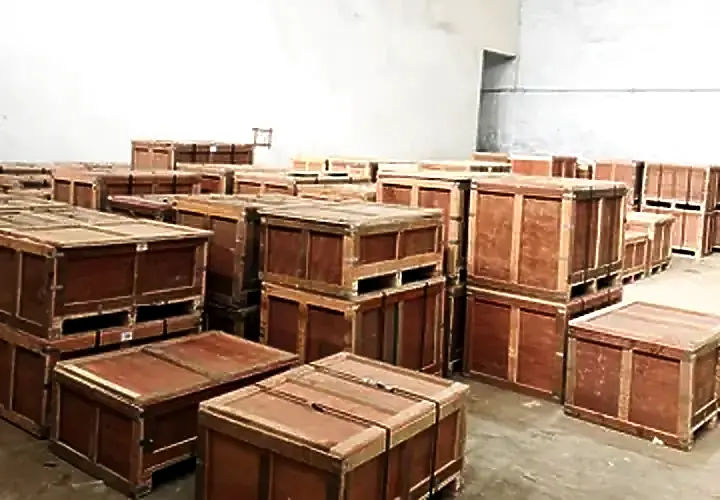 Wooden export crates packed and ready for shipment to Europe and the USA