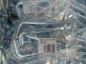 Bent hitch pins in bags with barcode labels for retail